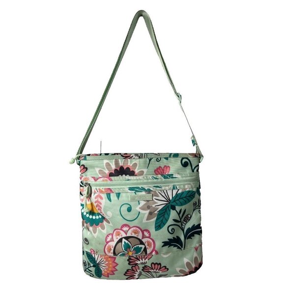 VERA BRADLEY Slim Crossbody MINT FLOWERS Bag Purse Tote - Picture 1 of 14